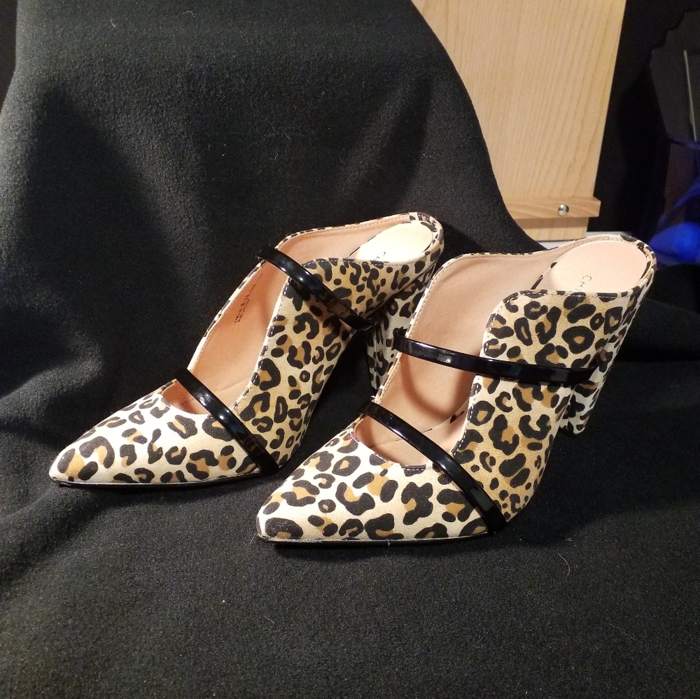 Leopard print slide in shoes
